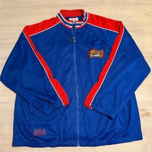 Y2K vintage 76ers NBA Blue and Red Men's Jacket